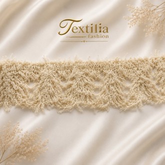 Памучна ажурна дантелена лента с ресни 7cm – Екрю / Ivory Памучна ажурна дантелена лента с ресни 7cm – Екрю / Ivory
