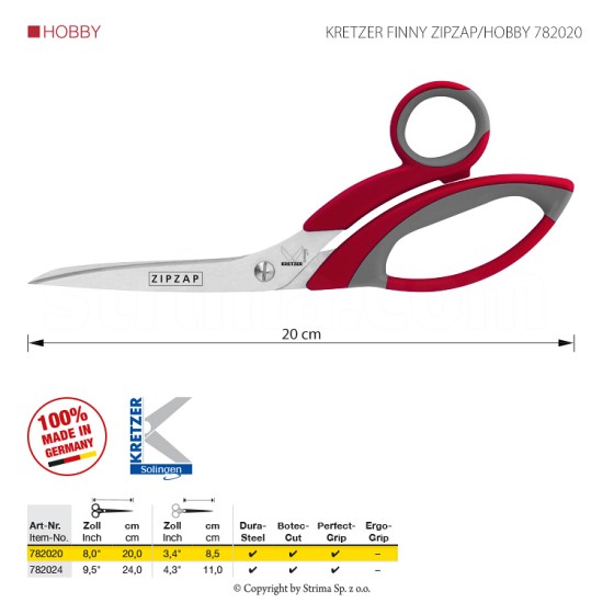 KRETZER Finny ZIPZAP HOBBY Ножица Solingen 8 инча - 20 сантиметри