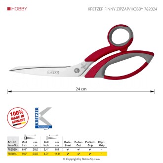 KRETZER Finny ZIPZAP HOBBY Ножица Solingen Finny 9,5 инча - 24 сантиметри KRETZER Finny ZIPZAP HOBBY Ножица Solingen Finny 9,5 инча - 24 сантиметри