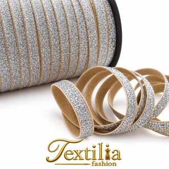 Презрамка Lurex, бежово–сребристо, 10 mm, за дрехи и бельо