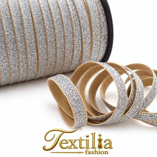 Презрамка Lurex, бежово–сребристо, 10 mm, за дрехи и бельо Презрамка Lurex, бежово–сребристо, 10 mm, за дрехи и бельо