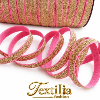 Презрамка с Lurex, Розово–златно, 10 mm, за дрехи и бельо