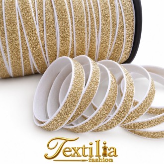 Презрамка Lurex, бяло–златно, 10 mm, за дрехи и бельо